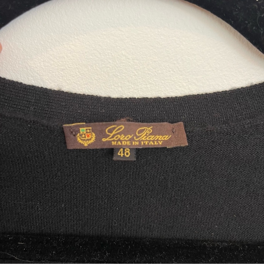 LORO PIANA 100% Cashmere Long V-neck Cardigan Black size 48 fits Medium to Large - Picture 8 of 8